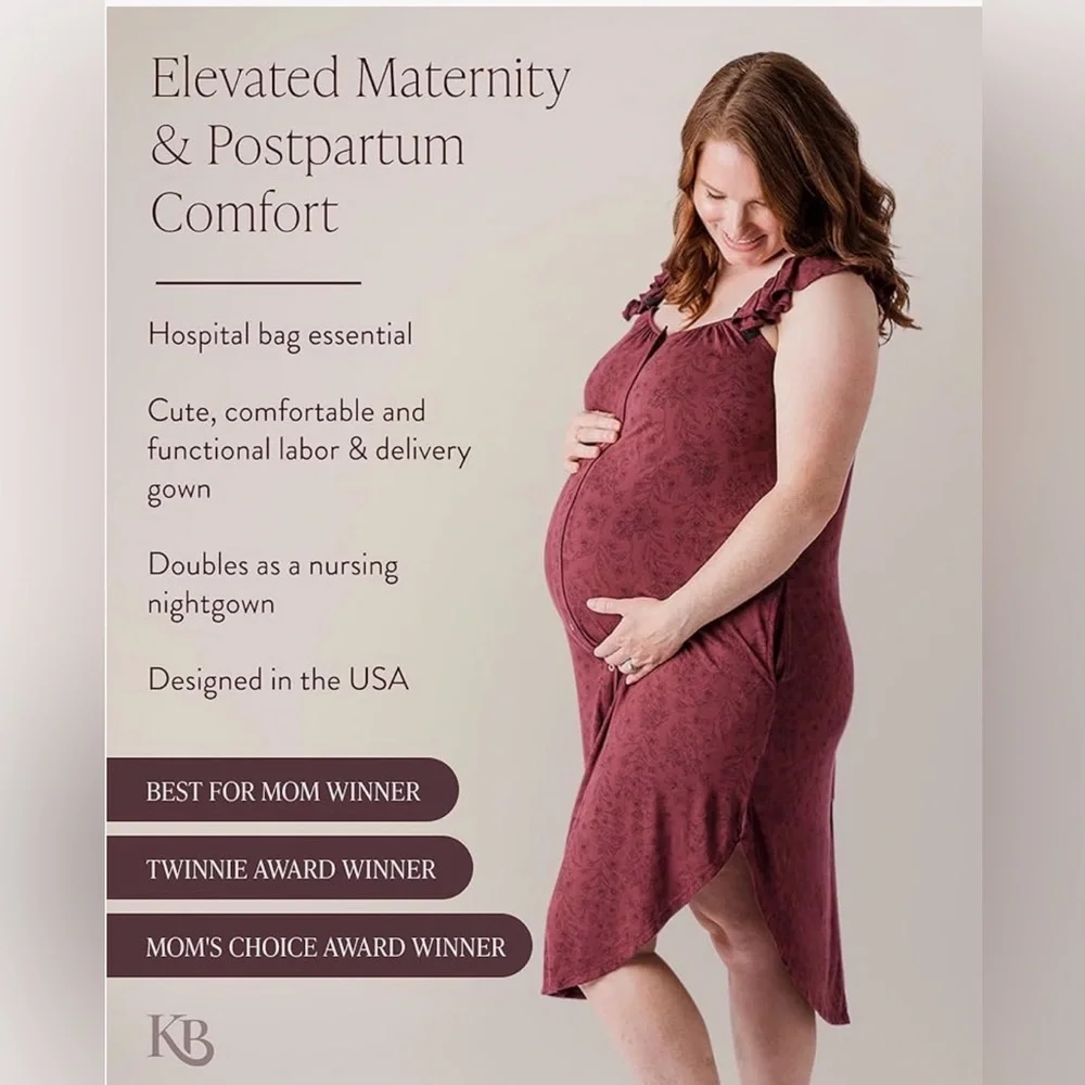 Kindred Bravely Maternity Nightgown in Dusty Rose